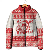 Red Mele Kalikimaka Hawaii Padded Jacket Funny Ho Ho Ho Santa Shaka - Polynesian Pride