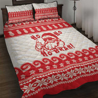 Red Mele Kalikimaka Hawaii Quilt Bed Set Funny Ho Ho Ho Santa Shaka - Polynesian Pride