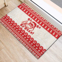 Red Mele Kalikimaka Hawaii Rubber Doormat Funny Ho Ho Ho Santa Shaka - Polynesian Pride