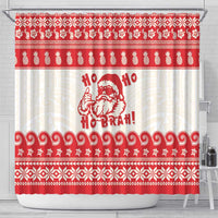 Red Mele Kalikimaka Hawaii Shower Curtain Funny Ho Ho Ho Santa Shaka - Polynesian Pride