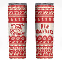 Red Mele Kalikimaka Hawaii Skinny Tumbler Funny Ho Ho Ho Santa Shaka - Polynesian Pride