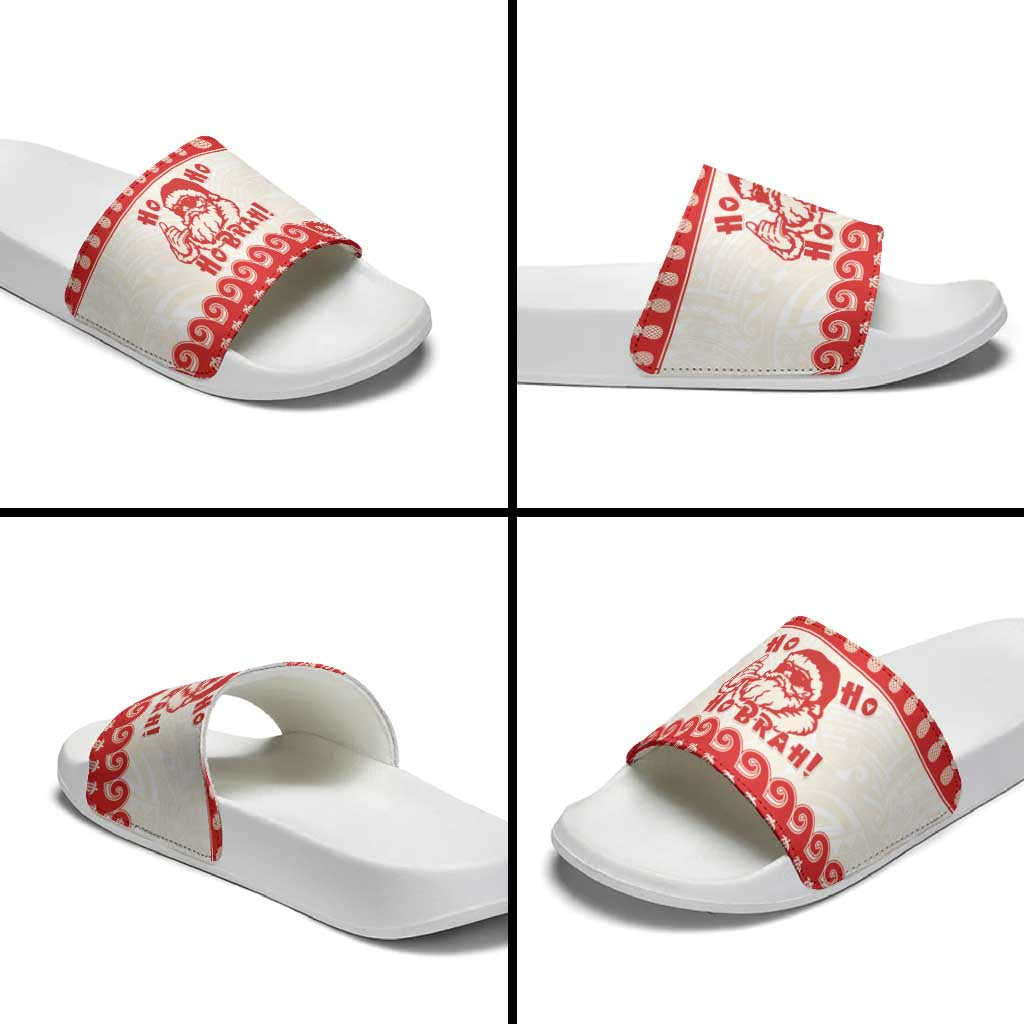 Red Mele Kalikimaka Hawaii Slide Sandals Funny Ho Ho Ho Santa Shaka - Polynesian Pride