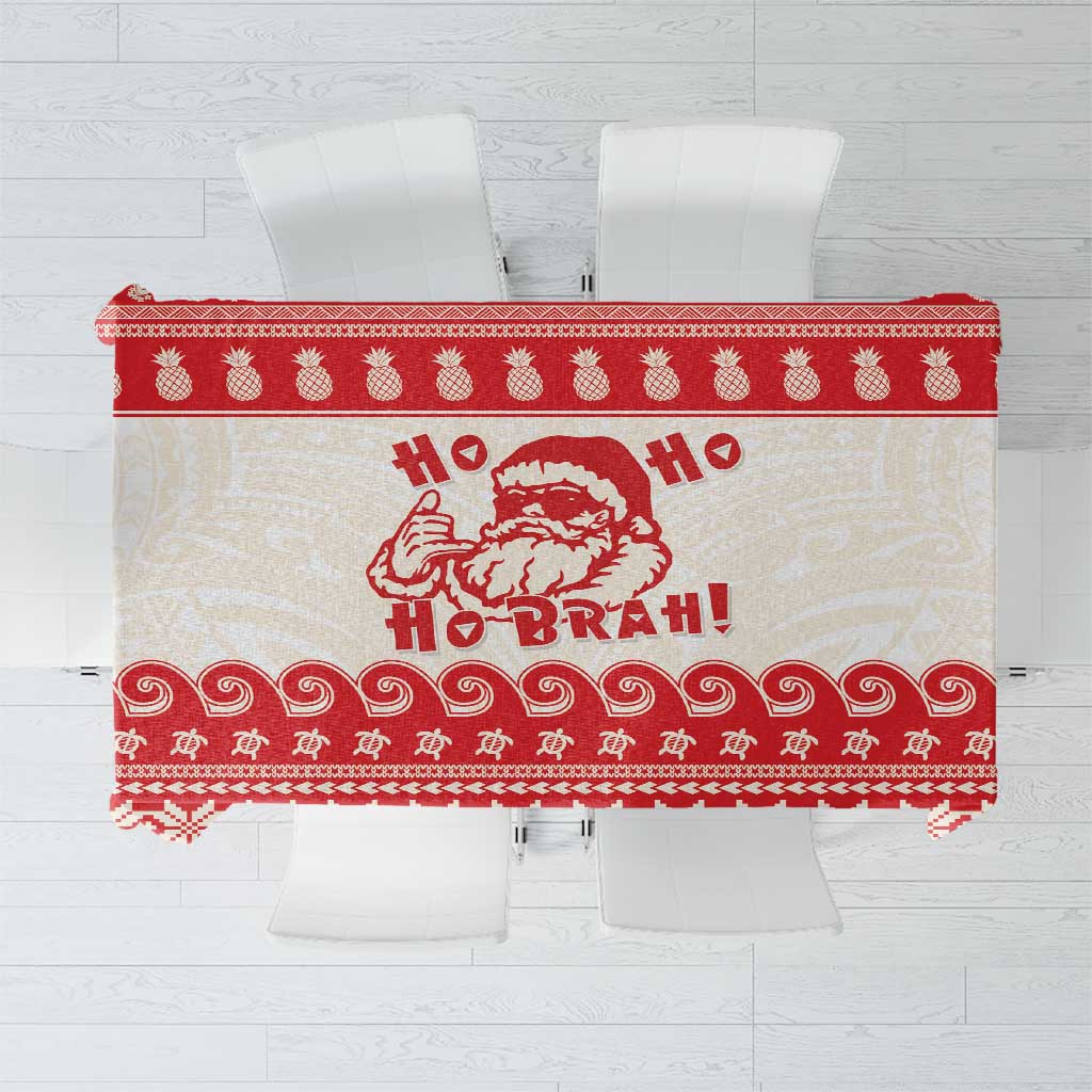Red Mele Kalikimaka Hawaii Tablecloth Funny Ho Ho Ho Santa Shaka - Polynesian Pride