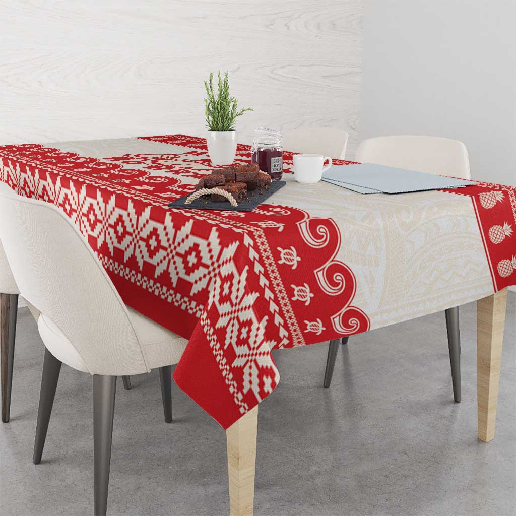 Red Mele Kalikimaka Hawaii Tablecloth Funny Ho Ho Ho Santa Shaka - Polynesian Pride