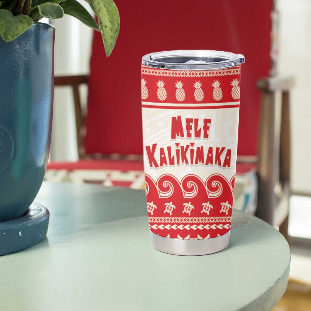 Red Mele Kalikimaka Hawaii Tumbler Cup Funny Ho Ho Ho Santa Shaka - Polynesian Pride
