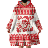 Red Mele Kalikimaka Hawaii Wearable Blanket Hoodie Funny Ho Ho Ho Santa Shaka - Polynesian Pride