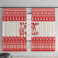 Red Mele Kalikimaka Hawaii Window Curtain Funny Ho Ho Ho Santa Shaka - Polynesian Pride