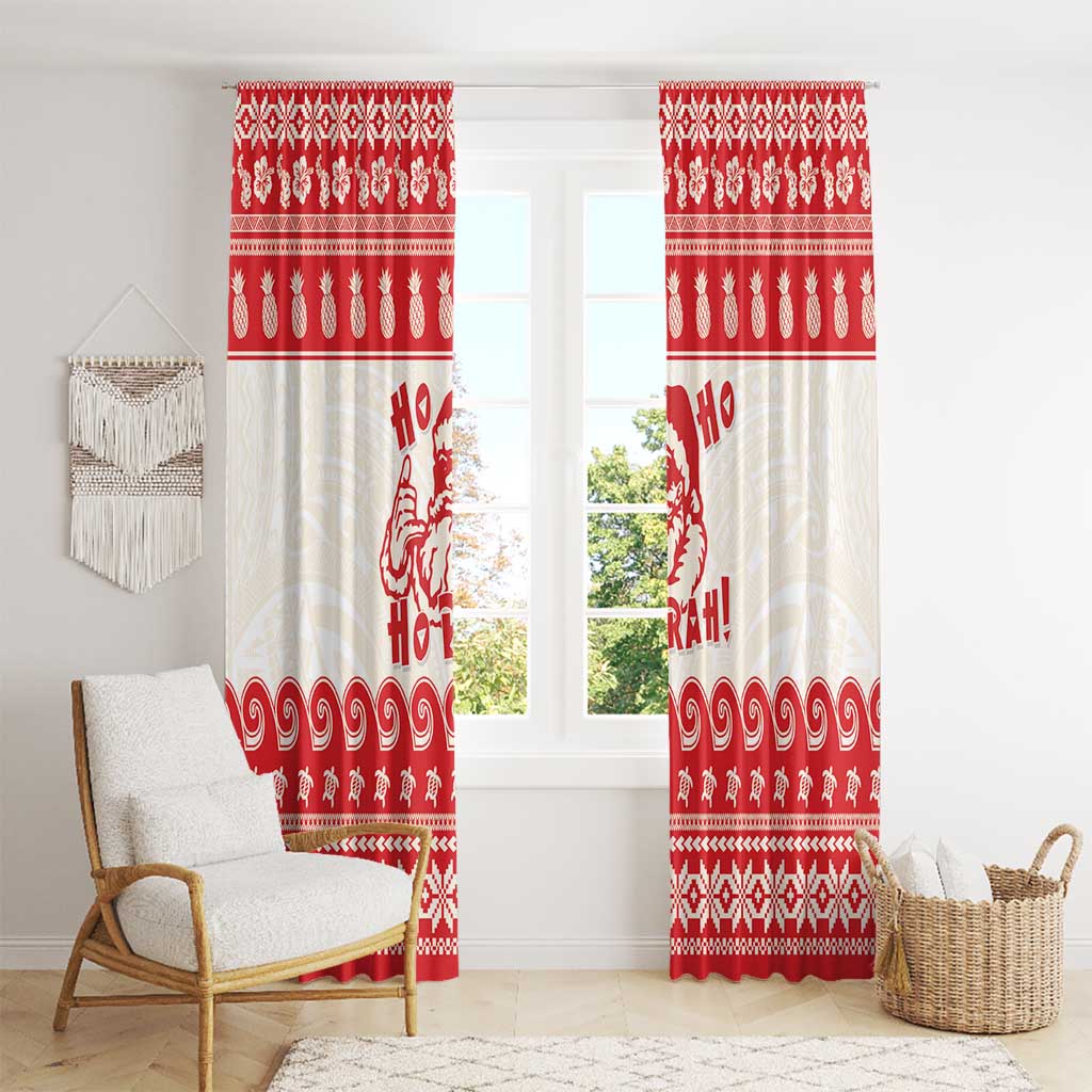 Red Mele Kalikimaka Hawaii Window Curtain Funny Ho Ho Ho Santa Shaka - Polynesian Pride