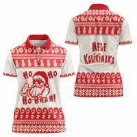 Red Mele Kalikimaka Hawaii Women Polo Shirt Funny Ho Ho Ho Santa Shaka - Polynesian Pride