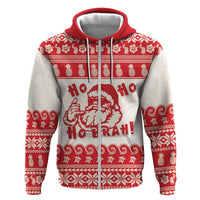 Red Mele Kalikimaka Hawaii Zip Hoodie Funny Ho Ho Ho Santa Shaka - Polynesian Pride