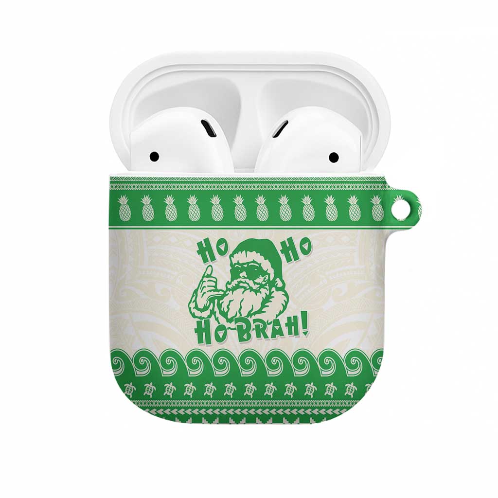 Green Mele Kalikimaka Hawaii AirPods Case Funny Ho Ho Ho Santa Shaka - Polynesian Pride