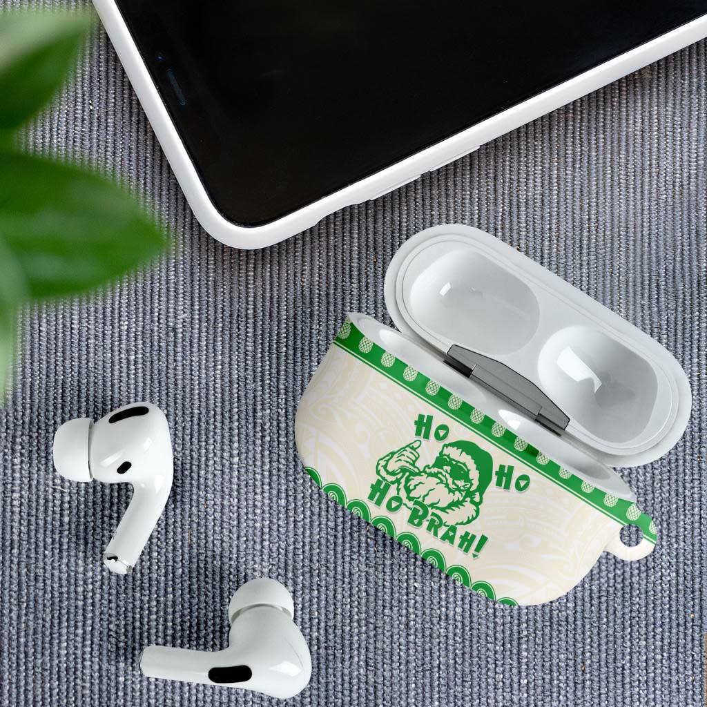 Green Mele Kalikimaka Hawaii AirPods Case Funny Ho Ho Ho Santa Shaka - Polynesian Pride