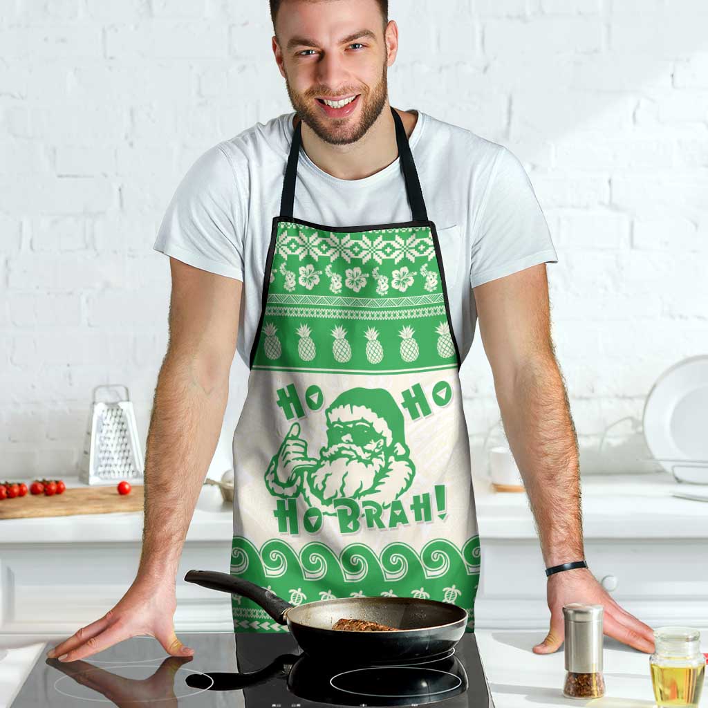 Green Mele Kalikimaka Hawaii Apron Funny Ho Ho Ho Santa Shaka - Polynesian Pride