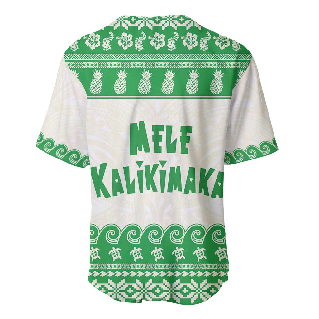 Green Mele Kalikimaka Hawaii Baseball Jersey Funny Ho Ho Ho Santa Shaka - Polynesian Pride