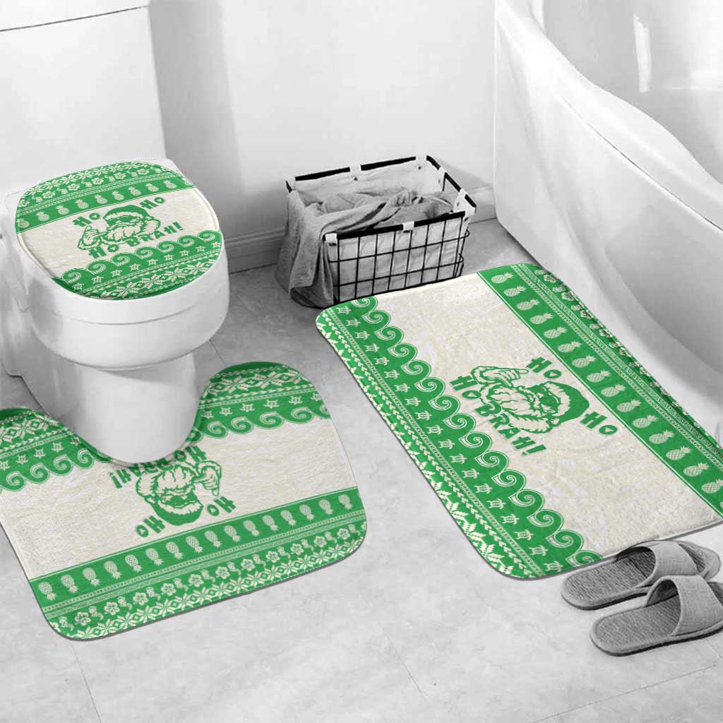 Green Mele Kalikimaka Hawaii Bathroom Set Funny Ho Ho Ho Santa Shaka - Polynesian Pride