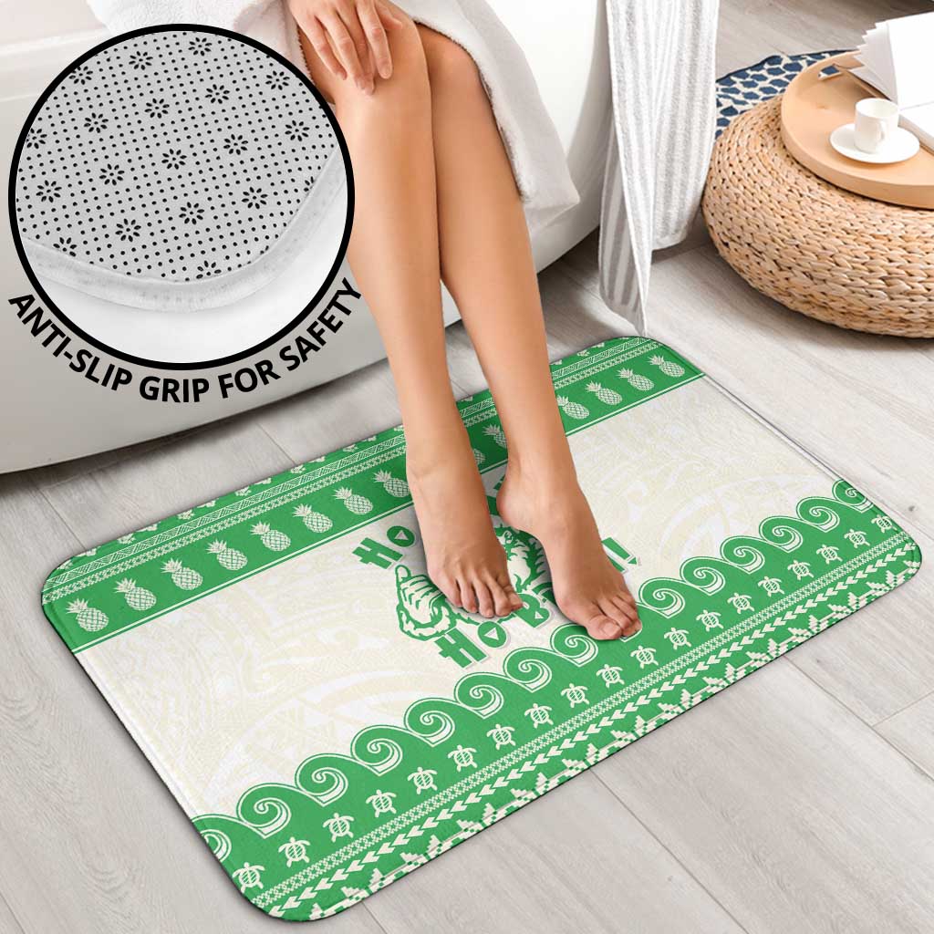 Green Mele Kalikimaka Hawaii Bathroom Set Funny Ho Ho Ho Santa Shaka - Polynesian Pride