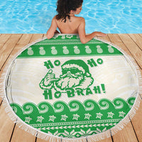 Green Mele Kalikimaka Hawaii Beach Blanket Funny Ho Ho Ho Santa Shaka - Polynesian Pride