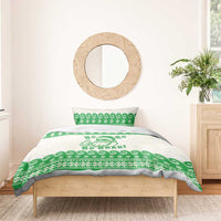 Green Mele Kalikimaka Hawaii Bedding Set Funny Ho Ho Ho Santa Shaka - Polynesian Pride