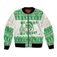 Green Mele Kalikimaka Hawaii Bomber Jacket Funny Ho Ho Ho Santa Shaka - Polynesian Pride
