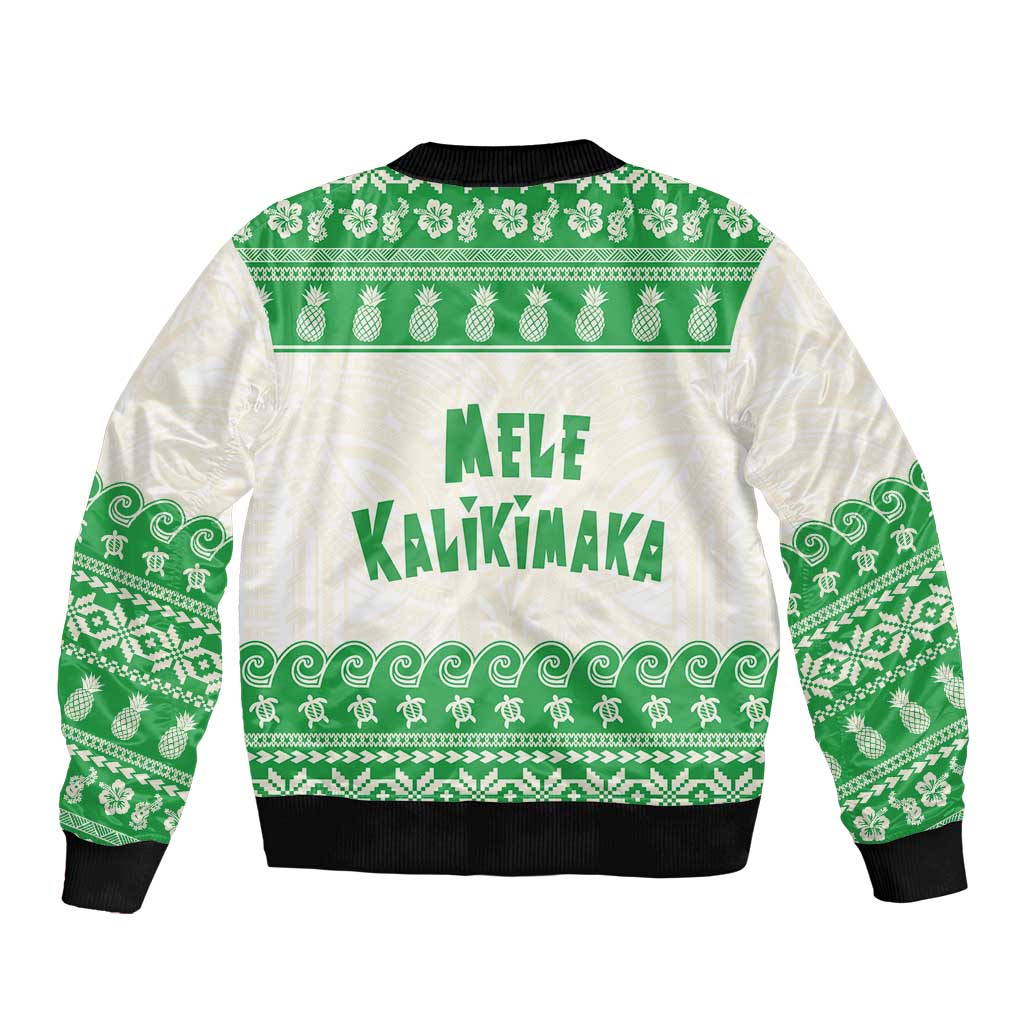 Green Mele Kalikimaka Hawaii Bomber Jacket Funny Ho Ho Ho Santa Shaka - Polynesian Pride
