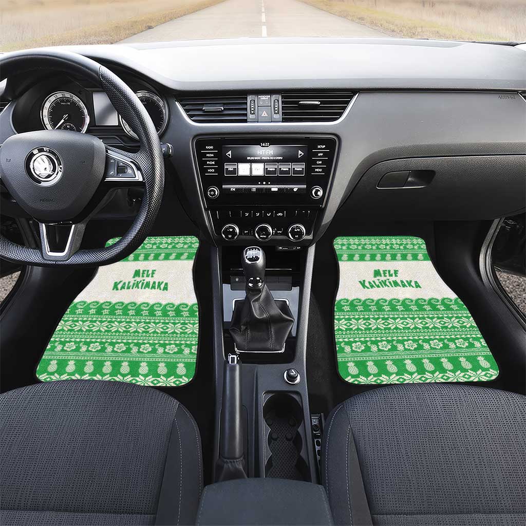 Green Mele Kalikimaka Hawaii Car Mats Funny Ho Ho Ho Santa Shaka - Polynesian Pride