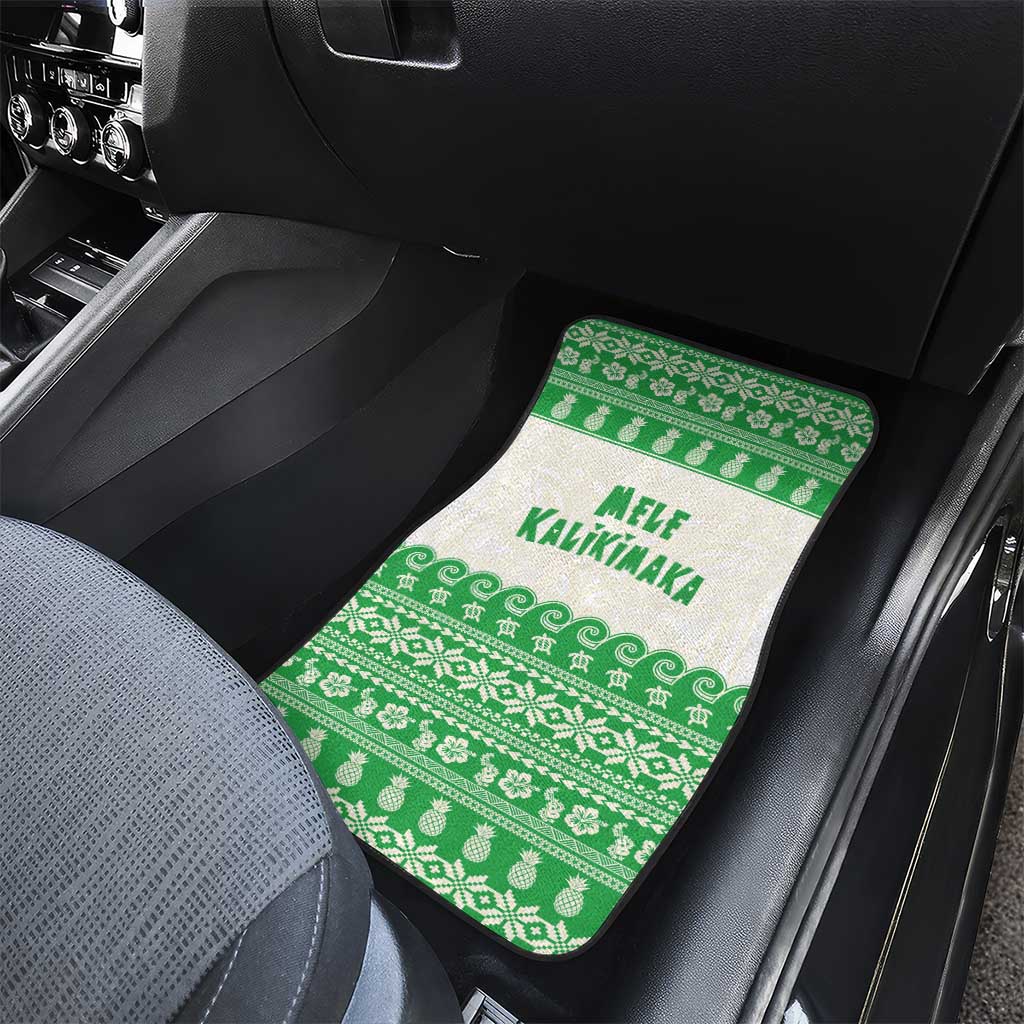 Green Mele Kalikimaka Hawaii Car Mats Funny Ho Ho Ho Santa Shaka - Polynesian Pride