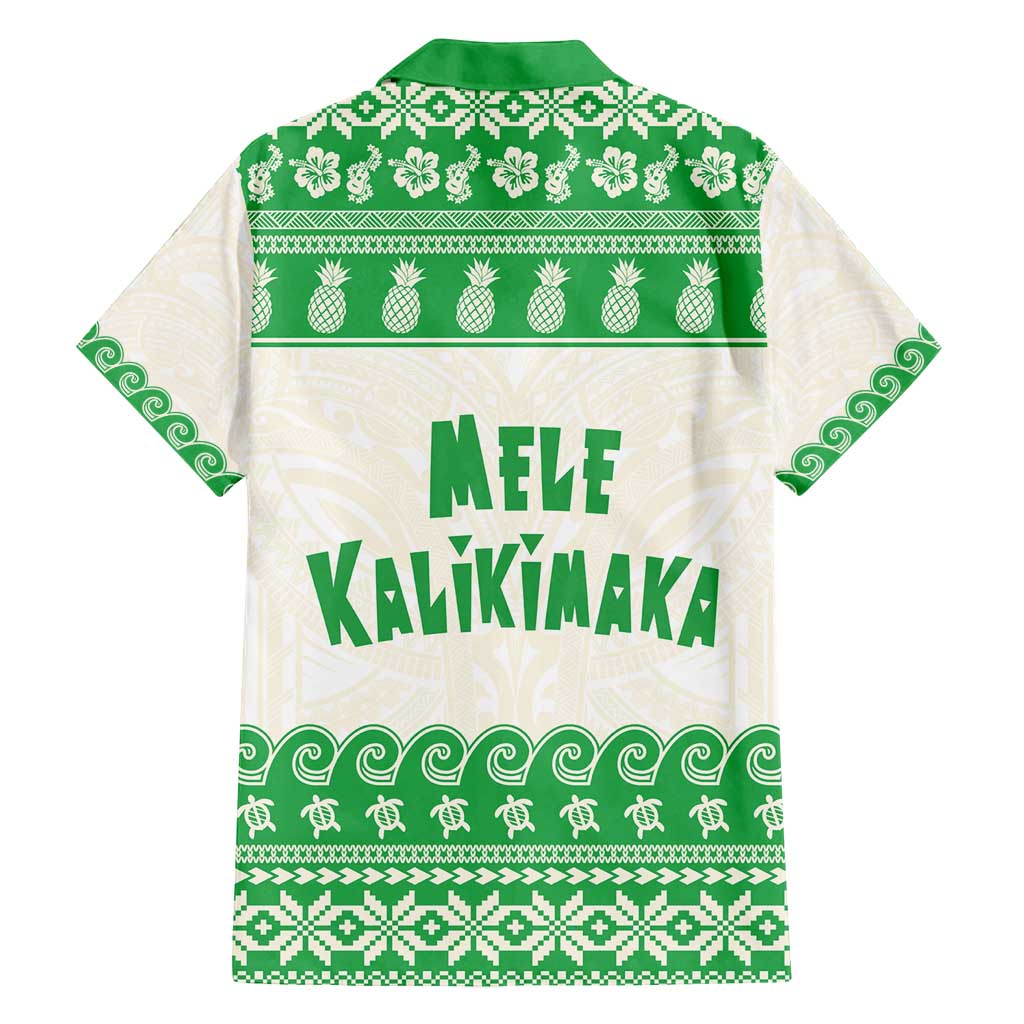 Green Mele Kalikimaka Hawaii Family Matching Off Shoulder Short Dress and Hawaiian Shirt Funny Ho Ho Ho Santa Shaka - Polynesian Pride