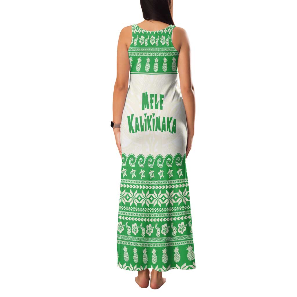 Green Mele Kalikimaka Hawaii Family Matching Tank Maxi Dress and Hawaiian Shirt Funny Ho Ho Ho Santa Shaka - Polynesian Pride