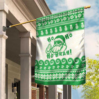 Green Mele Kalikimaka Hawaii Garden Flag Funny Ho Ho Ho Santa Shaka - Polynesian Pride