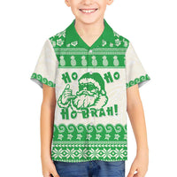 Green Mele Kalikimaka Hawaii Kid Hawaiian Shirt Funny Ho Ho Ho Santa Shaka - Polynesian Pride
