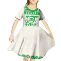 Green Mele Kalikimaka Hawaii Kid Short Sleeve Dress Funny Ho Ho Ho Santa Shaka - Polynesian Pride