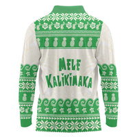 Green Mele Kalikimaka Hawaii Long Sleeve Polo Shirt Funny Ho Ho Ho Santa Shaka - Polynesian Pride