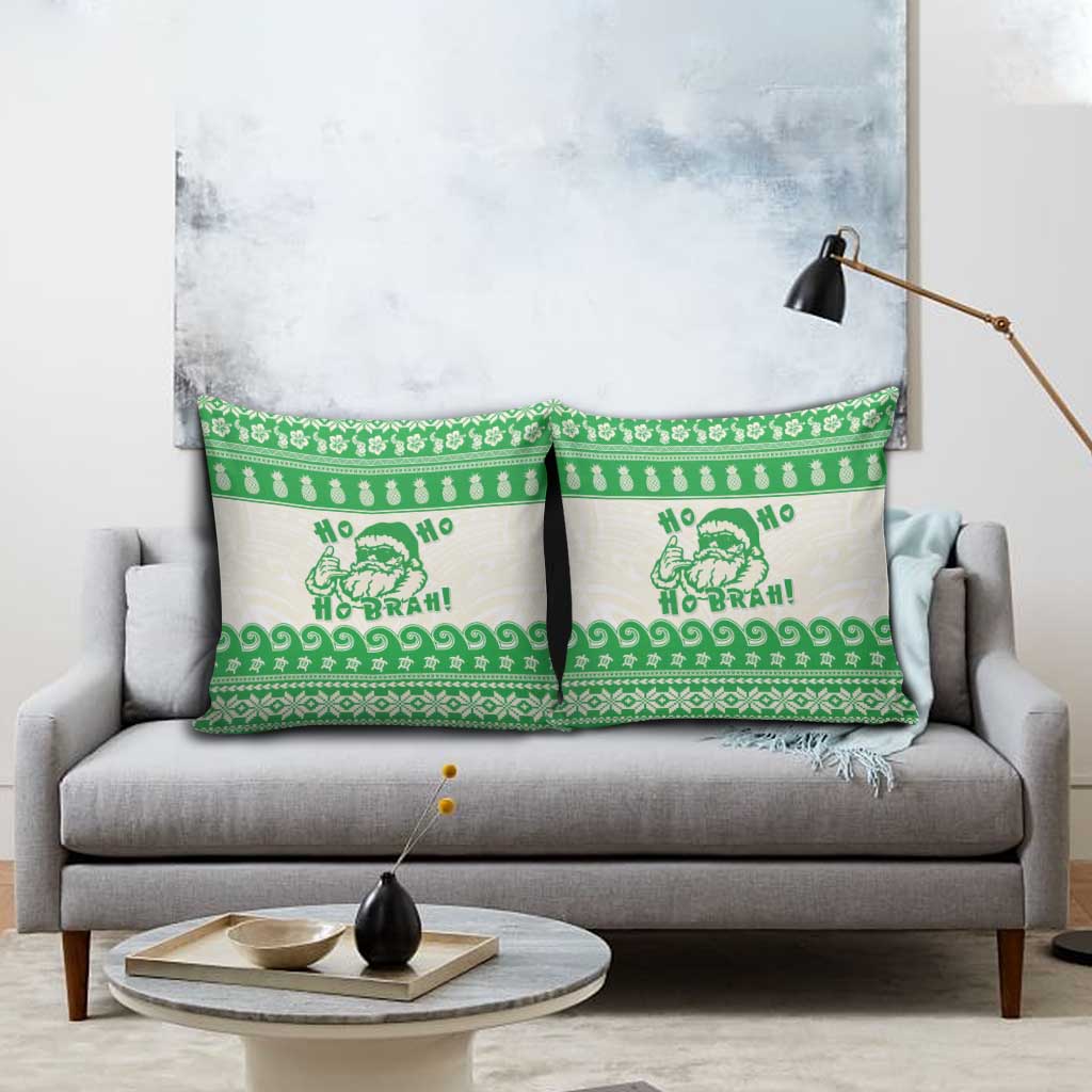 Green Mele Kalikimaka Hawaii Pillow Cover Funny Ho Ho Ho Santa Shaka - Polynesian Pride