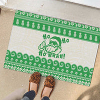 Green Mele Kalikimaka Hawaii Rubber Doormat Funny Ho Ho Ho Santa Shaka - Polynesian Pride