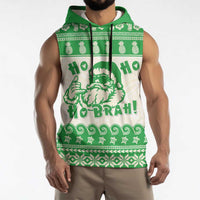 Green Mele Kalikimaka Hawaii Sleeveless Hoodie Funny Ho Ho Ho Santa Shaka - Polynesian Pride