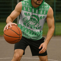 Green Mele Kalikimaka Hawaii Sleeveless Hoodie Funny Ho Ho Ho Santa Shaka - Polynesian Pride