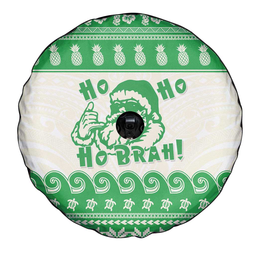 Green Mele Kalikimaka Hawaii Spare Tire Cover Funny Ho Ho Ho Santa Shaka - Polynesian Pride