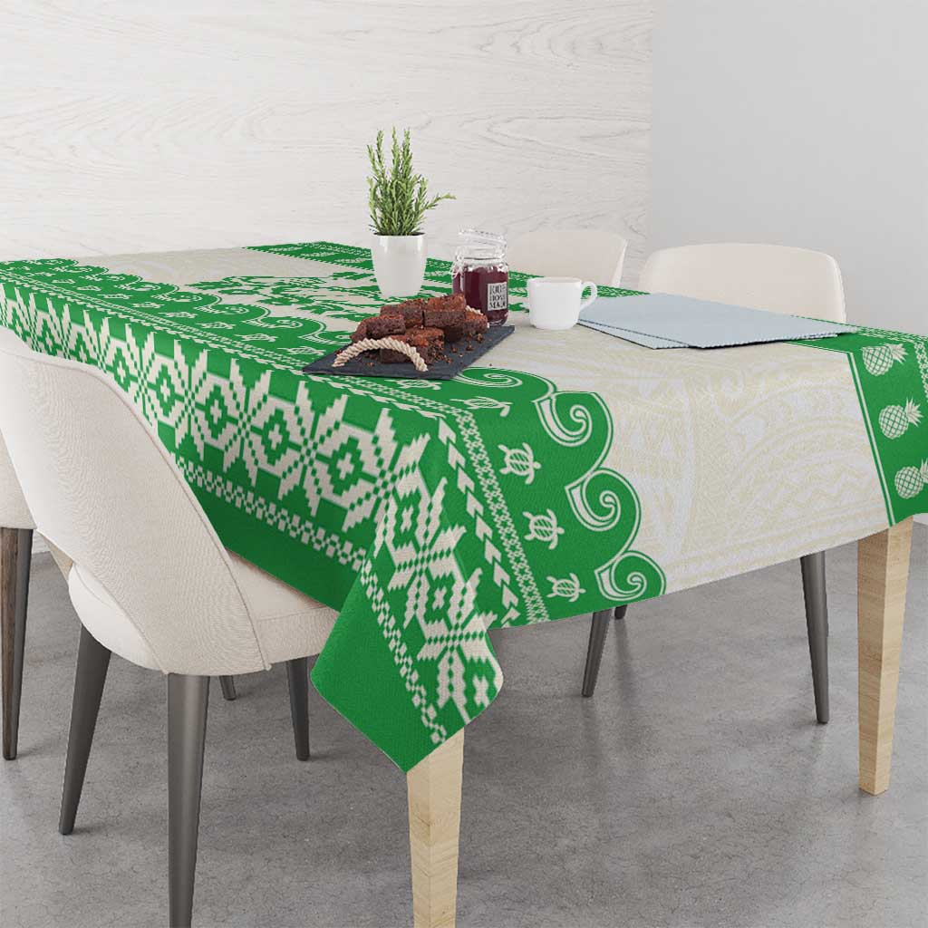 Green Mele Kalikimaka Hawaii Tablecloth Funny Ho Ho Ho Santa Shaka - Polynesian Pride