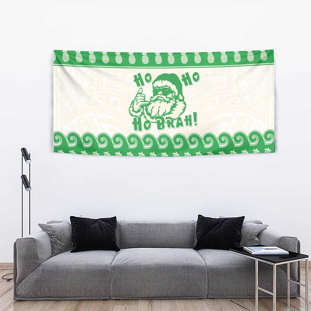 Green Mele Kalikimaka Hawaii Tapestry Funny Ho Ho Ho Santa Shaka - Polynesian Pride
