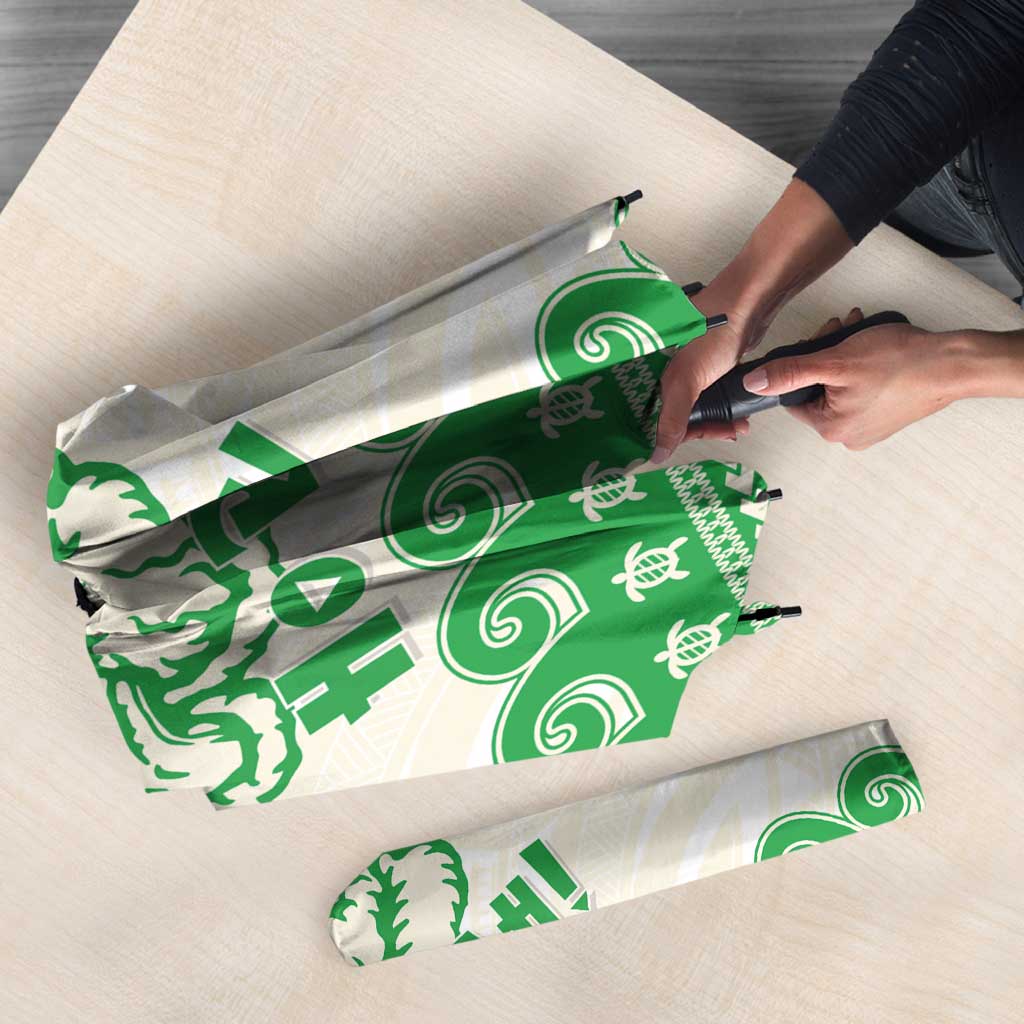 Green Mele Kalikimaka Hawaii Umbrella Funny Ho Ho Ho Santa Shaka - Polynesian Pride