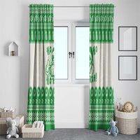 Green Mele Kalikimaka Hawaii Window Curtain Funny Ho Ho Ho Santa Shaka - Polynesian Pride