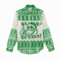 Green Mele Kalikimaka Hawaii Women Casual Shirt Funny Ho Ho Ho Santa Shaka - Polynesian Pride