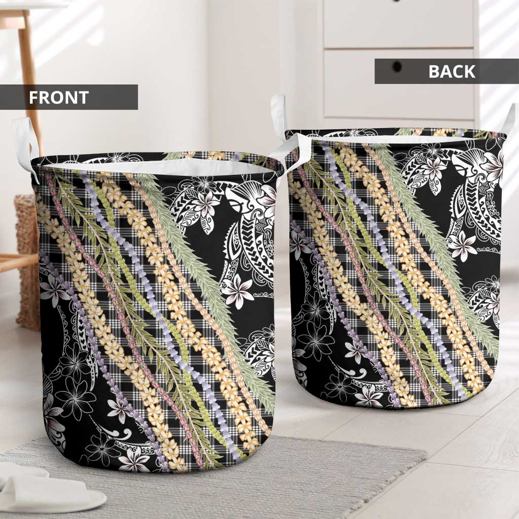 Black Palaka Hawaii Leis Laundry Basket Hawaiian-plaid Elegant Tropical Vibes - Polynesian Pride