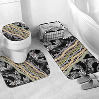 Black Palaka Hawaii Leis Bathroom Set Hawaiian-plaid Elegant Tropical Vibes - Polynesian Pride