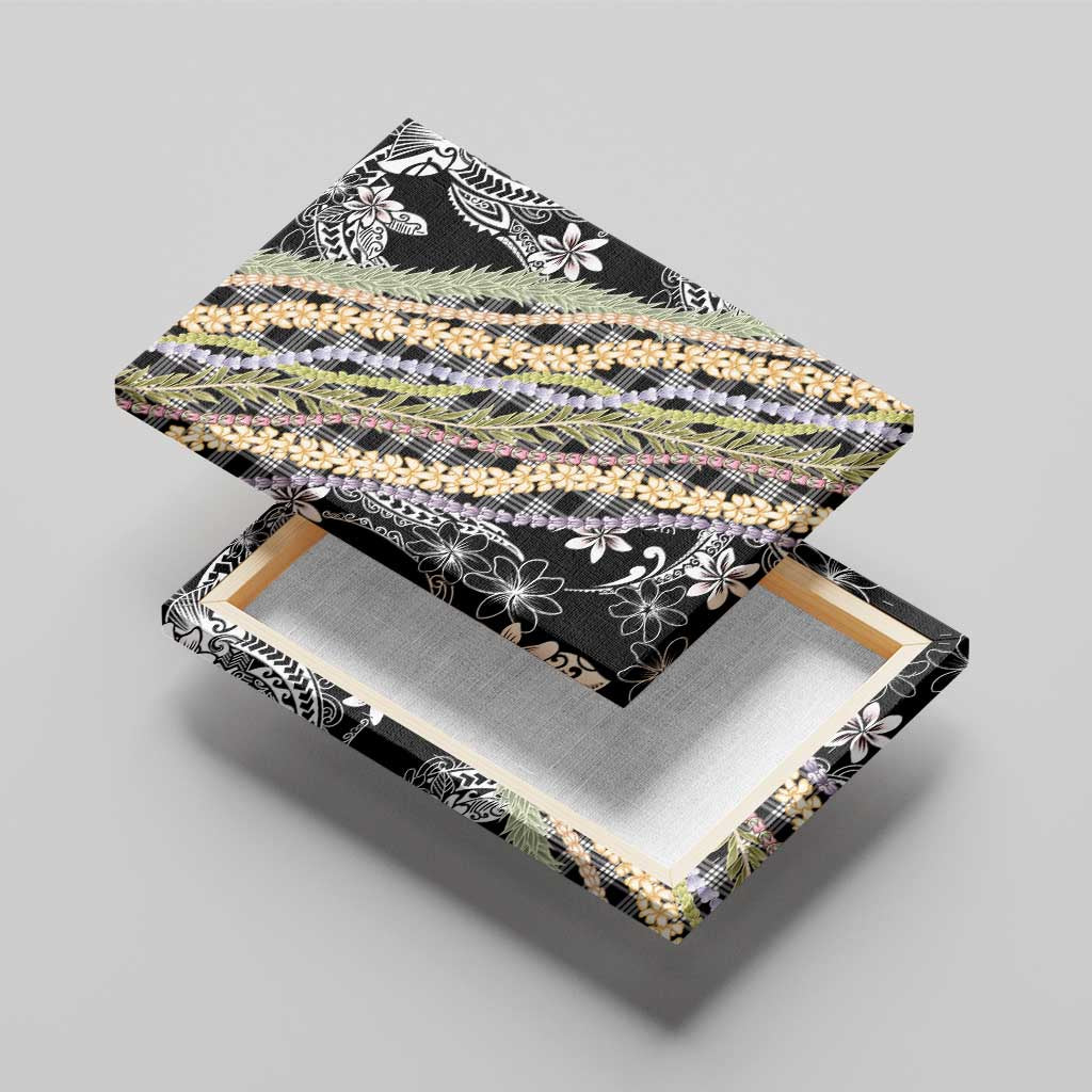 Black Palaka Hawaii Leis Canvas Wall Art Hawaiian-plaid Elegant Tropical Vibes - Polynesian Pride