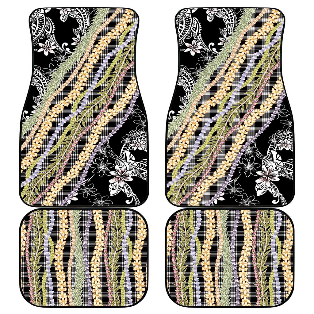 Black Palaka Hawaii Leis Car Mats Hawaiian-plaid Elegant Tropical Vibes - Polynesian Pride