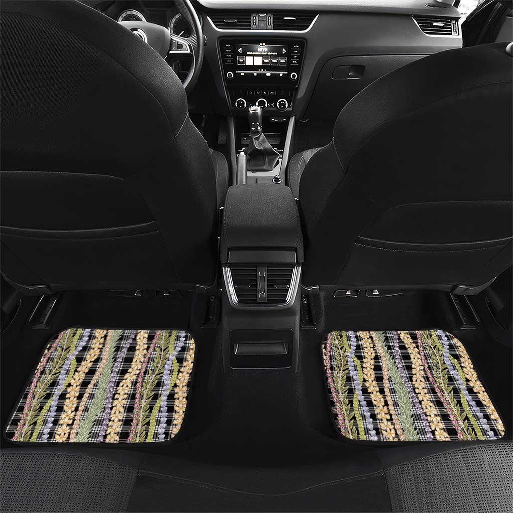 Black Palaka Hawaii Leis Car Mats Hawaiian-plaid Elegant Tropical Vibes - Polynesian Pride