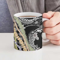 Black Palaka Hawaii Leis Ceramic Mug Hawaiian-plaid Elegant Tropical Vibes - Polynesian Pride