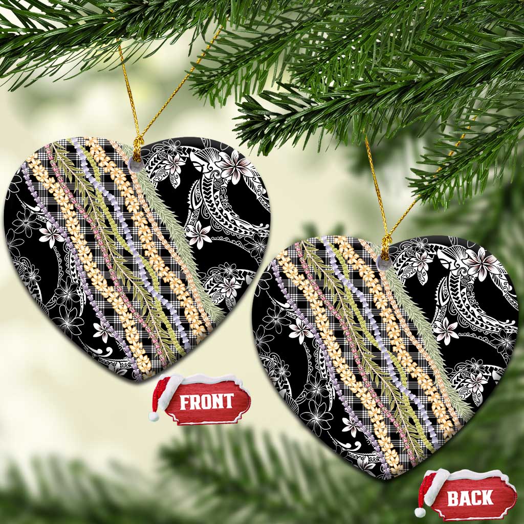 Black Palaka Hawaii Leis Ceramic Ornament Hawaiian-plaid Elegant Tropical Vibes - Polynesian Pride