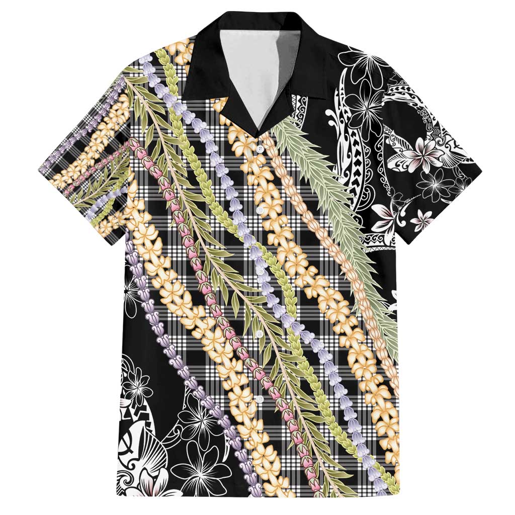Black Palaka Hawaii Leis Family Matching Puletasi and Hawaiian Shirt Hawaiian-plaid Elegant Tropical Vibes - Polynesian Pride